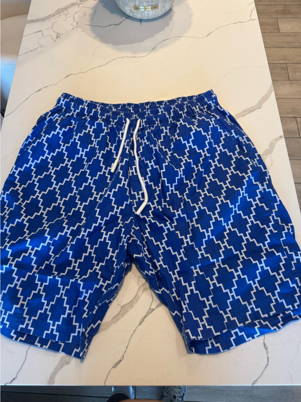 Marcelo Burlon County of Milan Blue Geometric Athletic Shorts